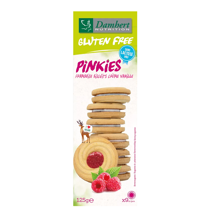 Безглутенови бисквити с ванилов крем и малини, 125 g