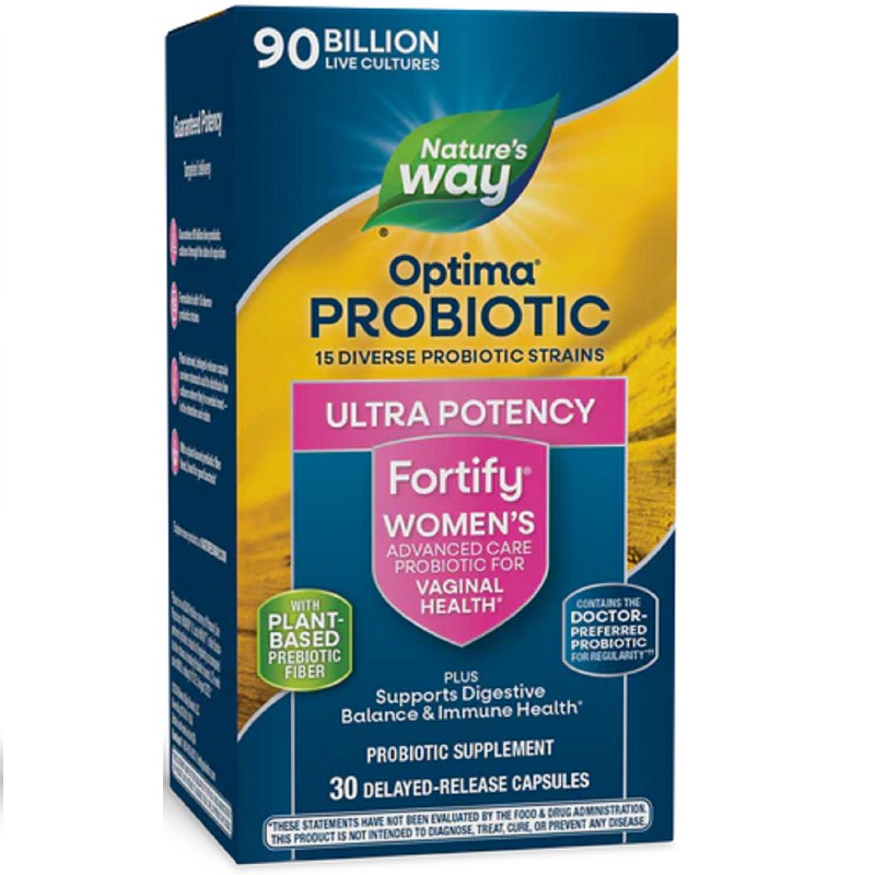 Пробиотик + пребиотици за жени – специална грижа - Fortify Optima Women’s Probiotic, 90 млрд. активни пробиотици, 30 капсули - Image 2