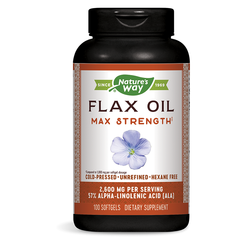 Ленено масло – висока концентрация, максимум сила - Flax Oil Max Strength 57% ALA, 1300 mg, 100 софтгел капсули