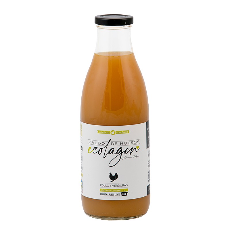 Пилешки костен бульон, БИО - С подправки, зеленчуци, ябълков оцет и хималайска сол, 1 литър