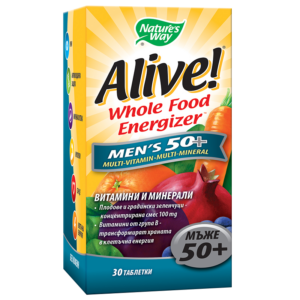 Мултивитамини за мъже 50+ Алайв - Alive! Whole Food Energizer Men’s 50+, 30 таблетки