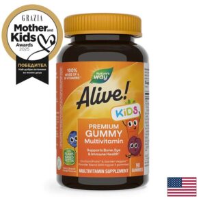 Премиум мултивитамини за деца Алайв - Alive! Kids Premium Multivitamin Gummy, 90 желирани таблетки