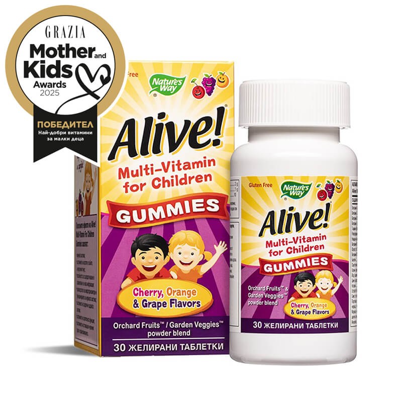 Мултивитамини за деца Алайв - Alive! Multi-Vitamin for Children Gummies, 30 желирани таблетки