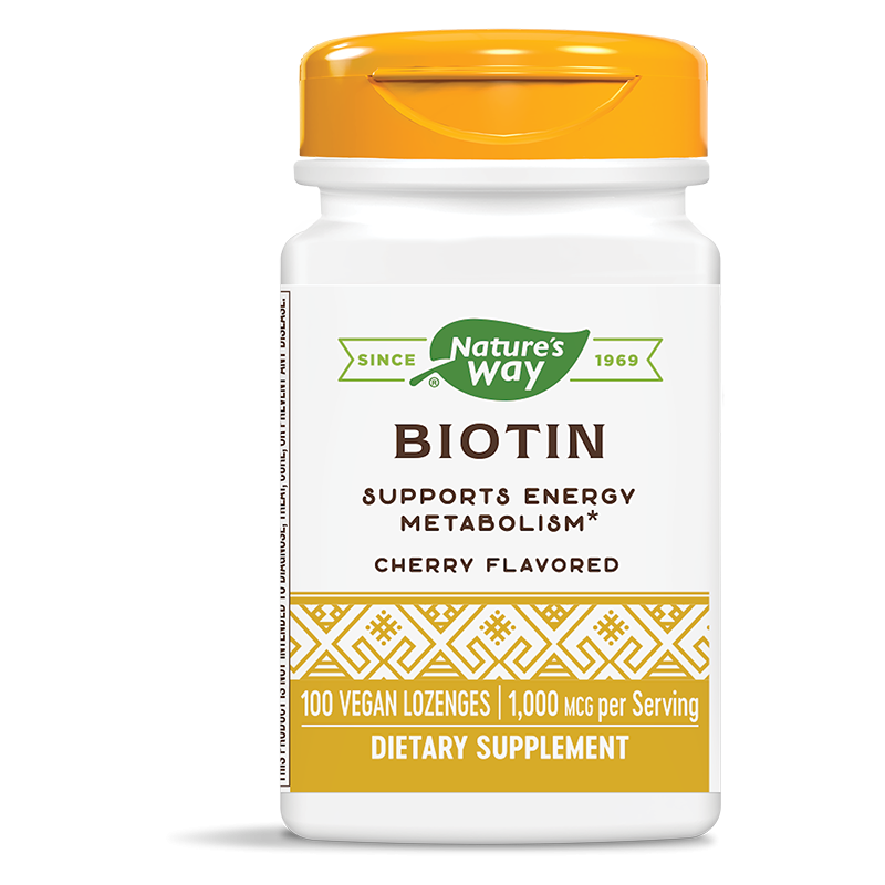 Биотин - Коса, кожа и нокти, клетъчна енергия, 1000 mcg x 100 таблетки за смучене