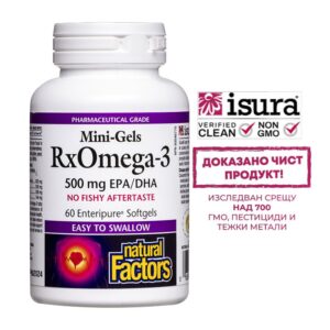 Рибено масло RxOmega-3 Mini-Gels – 500 mg EPA-DHA, 60 мини софтгел капсули