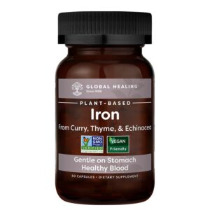 Желязо от къри + мащерка и ехинацея - Високоусвоимо, нежно към стомаха, Веган - 60 капсули за 2 месеца прием