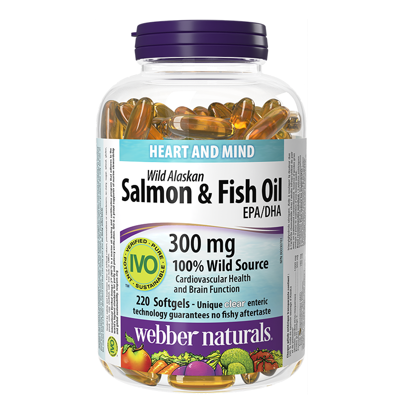 Сърдечна и мозъчна функция - Дива сьомга (масло) от Аляска (1000 mg)+ Рибено масло (300 mg), 220 софтгел капсули - Image 2