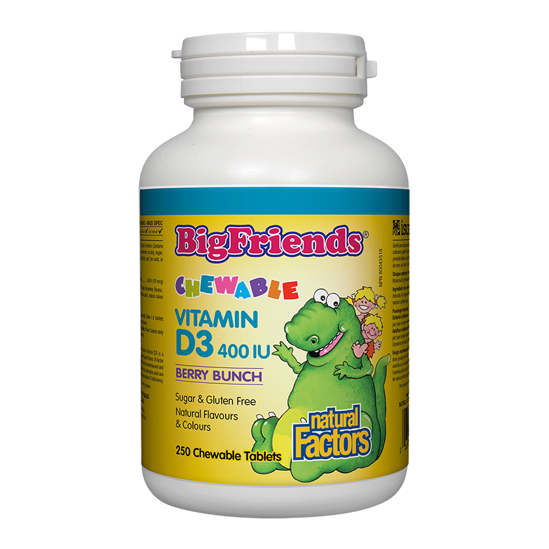Имунитет - Витамин D3 Big Friends® за деца, 400 IU х 250 дъвчащи таблетки с вкус горски плодове - Image 2