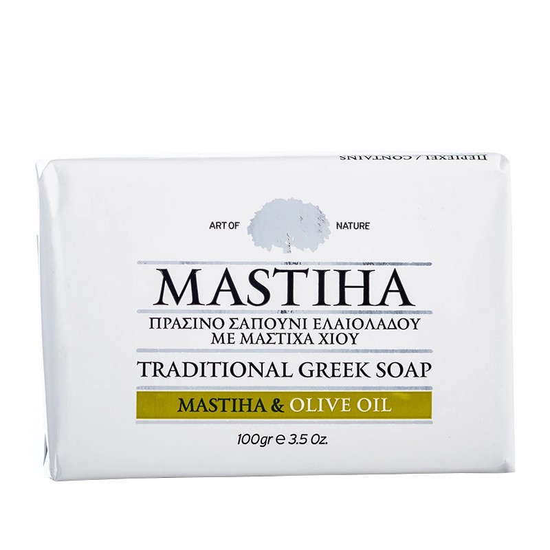 Традиционен гръцки сапун с мастиха и зехтин – за лице и тяло - Подхранване, хидратация и контрол на себума, 100 g