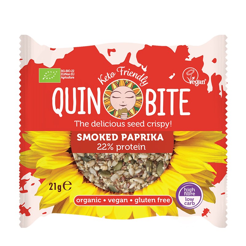 Био безглутенови хрупки QUIN BITE - Пушен пипер, 21 g