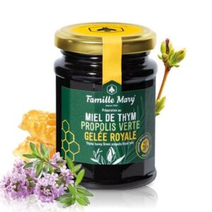 Мед от мащерка + пчелно млечице и стандартизиран зелен прополис PAOT® 39+ – Имунитет и гърло, 200 g