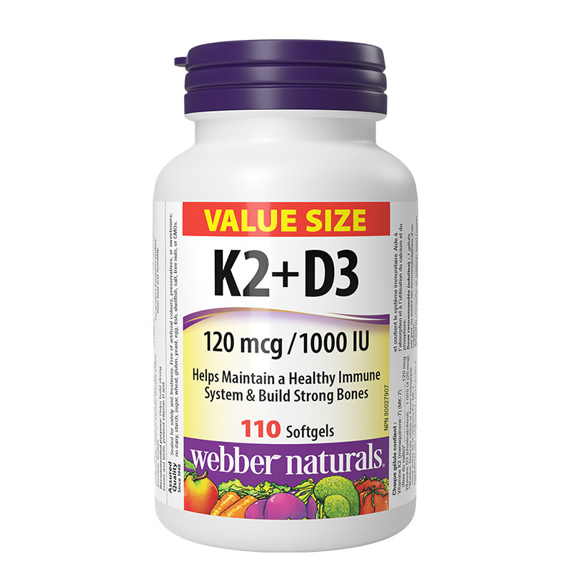 В подкрепа на костите и зъбите - Витамин K2 120 µg + D3 1000 IU 25 µg х 110 софтгел капсули/ 110 дози