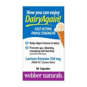 Лактаза ензим - при лактозна непоносимост, 250 mg, 60 капсули