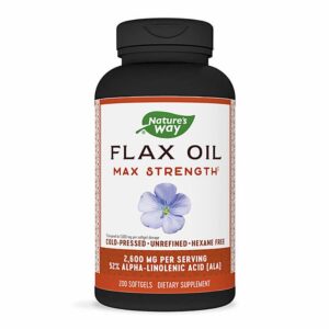 Ленено масло – висока концентрация, максимум сила - Flax Oil Max Strength 52% ALA, 1300 mg, 200 софтгел капсули