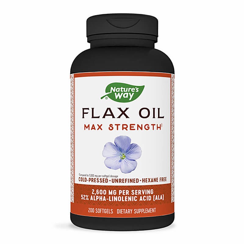 Ленено масло – висока концентрация, максимум сила - Flax Oil Max Strength 52% ALA, 1300 mg, 200 софтгел капсули