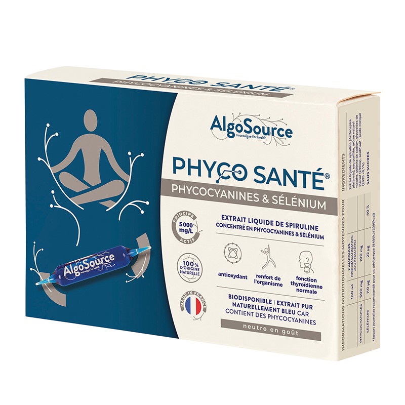 Селен + фикоцианини от спирулина – Фико Сантé, за щитовидна жлеза и клетъчен баланс, 20 ампули