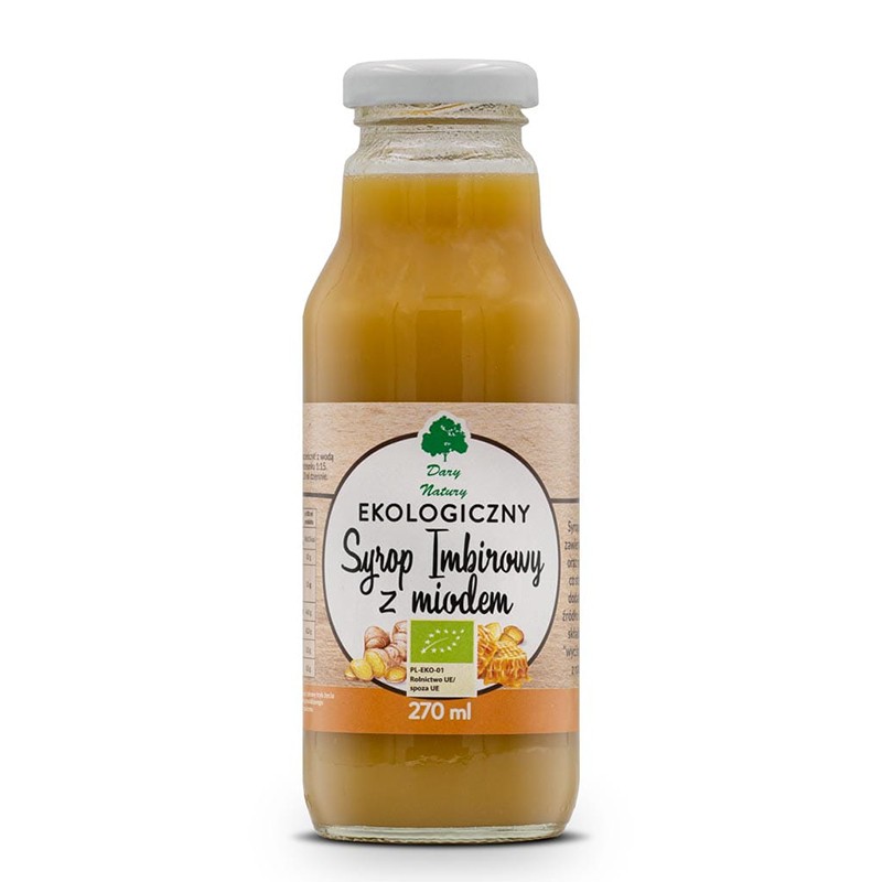 Био сироп от джинджифил с мед за добавяне към напитки - Стомашно-чревно здраве и имунитет, 270 ml, 14 дози