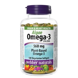 Омега-3 от водорасли (веган) – За памет, концентрация и сърдечна функция, 560 mg, 120 капсули