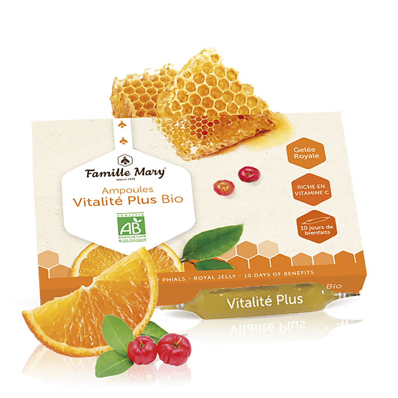 Жизненост и силен имунитет - Виталити плюс био с пчелно млечице, портокал и ацерола, 10 бр. ампули за пиене