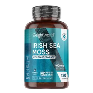 Irish sea moss 4000 mg + Фукус (кафяви водорасли) 639 mg – Детокс, храносмилане и метаболитен баланс, 120 капсули
