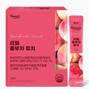 Ферментирала комбуча с праскова – освежаваща напитка - Пробиотична подкрепа и енергия, 30 сашета