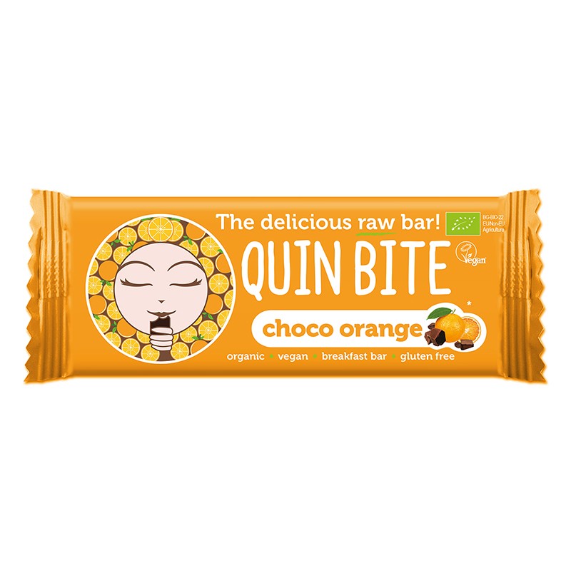 Суров десерт Био Quin Bite - Шоко портокал, 30 g