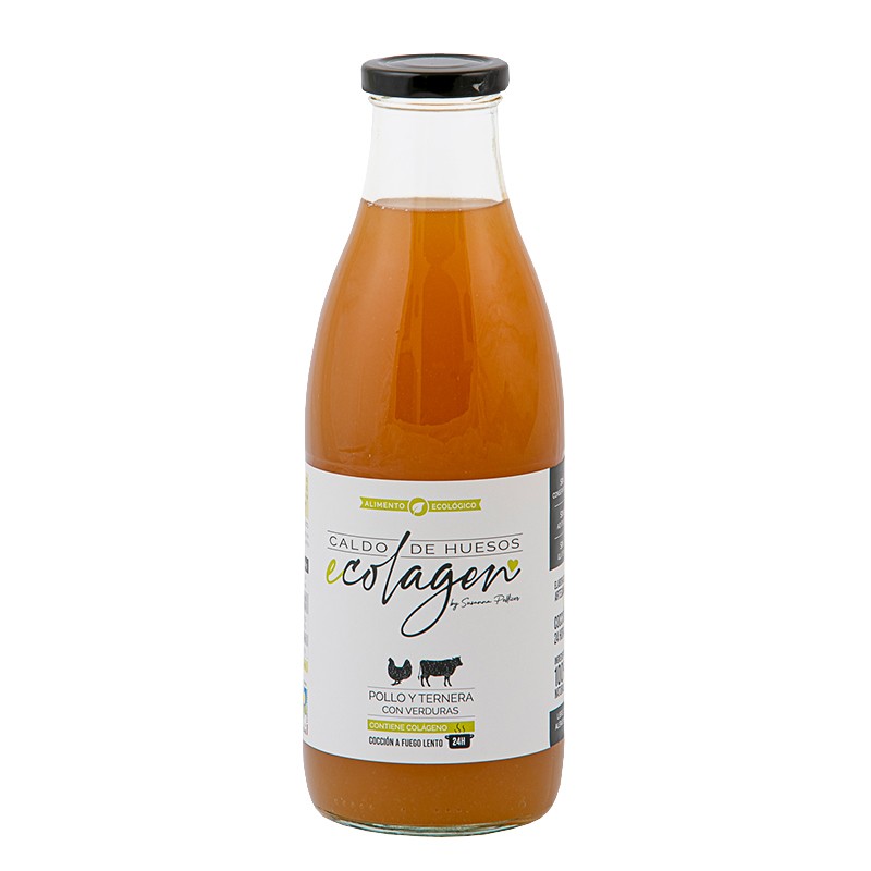 Костен бульон - пилешки и телешки, БИО - С подправки, зеленчуци, ябълков оцет и хималайска сол, 1 литър