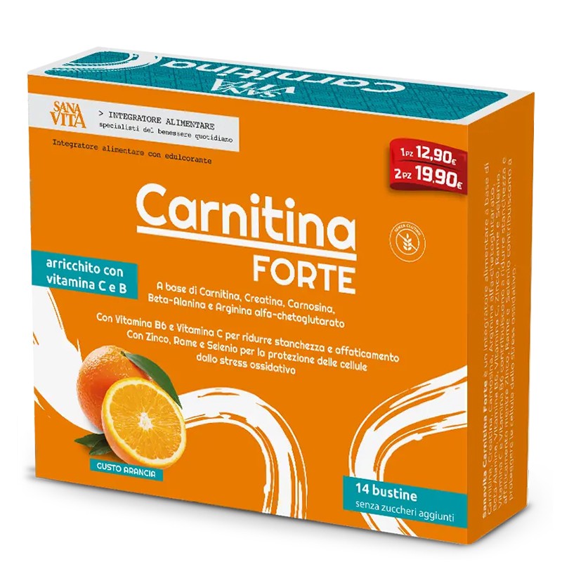 L-Карнитин Форте (с креатин, L-аргинин, L-карнозин, витамини и минерали) - Енергия и издръжливост, 14 сашета, с вкус на портокал