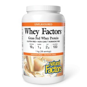 Чист суроватъчен протеин Whey Factors® - Неовкусен, за мускули и възстановяване, 1 kg прах