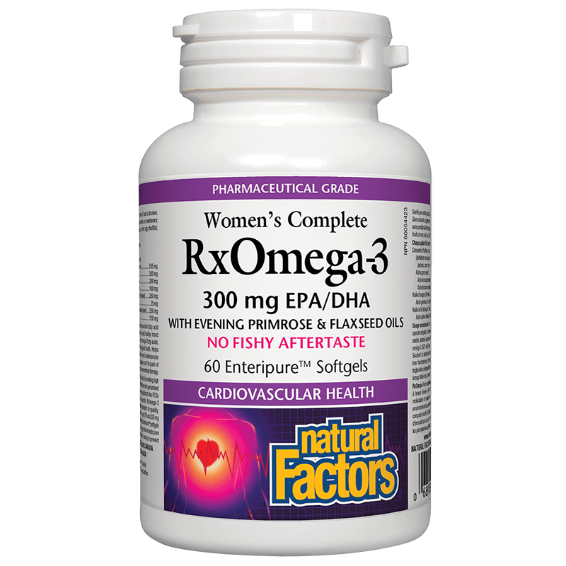 RxOmega-3 за жени – 300 mg EPA-DHA - Рибено масло, ленено масло и масло от вечерна иглика, 60 софтгел капсули - Image 2