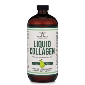 Течен говежди колаген + витамин С и биотин - Грижа за кожата, косата и ставите, 473 ml, с аромат на круша