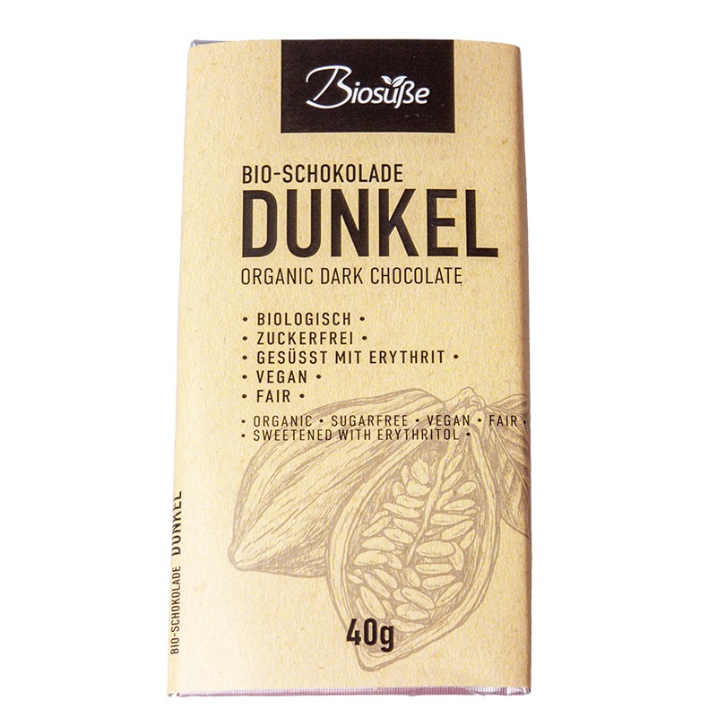 Тъмен шоколад Био, (без захар), 40 g