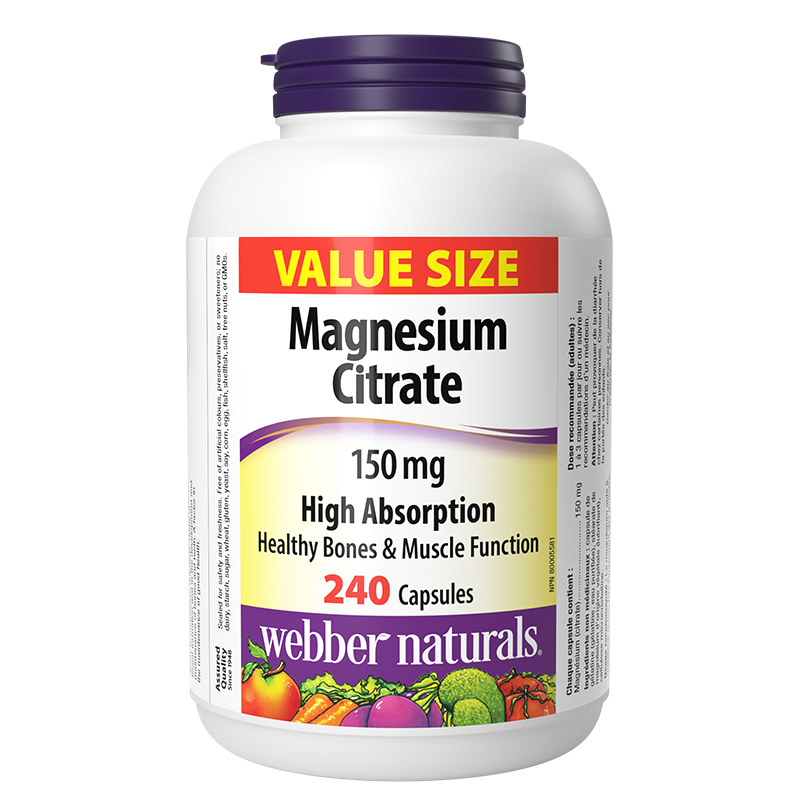 Релакс на мускулите и нервната система - Магнезий цитрат (с висока абсорбция) 150 mg , 240 капсули