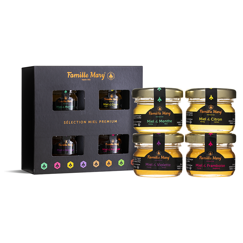 Селекция от премиум акациеви медове с етерични масла - Selection Miel Premium , 4 бр. х 30 g