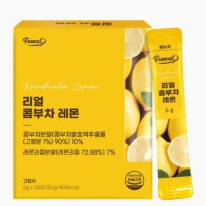 Ферментирала комбуча с лимон – освежаваща напитка - Пробиотична подкрепа и енергия, 30 сашета