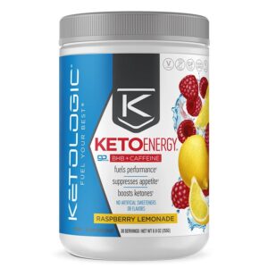 Отслабване и горене на мазнини - KetoEnergy BHB + Кофеин, 255 g прах с вкус на малина и лимонада